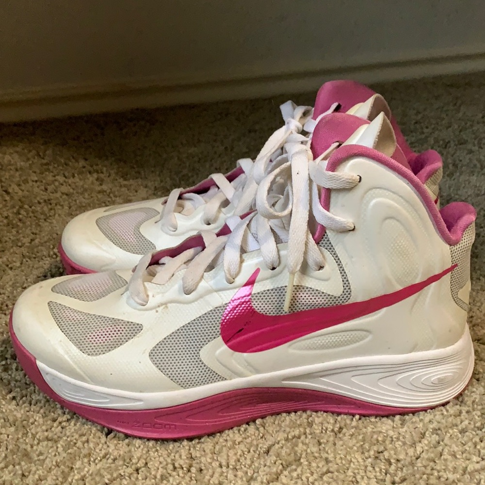 Nike pink and white high tops. Size 7.5 US Women.